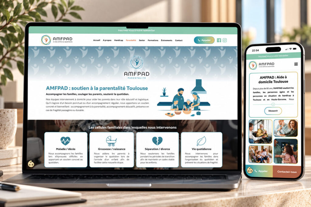 Page d'accueil du site AMFPAD, aide à domicile à Toulouse