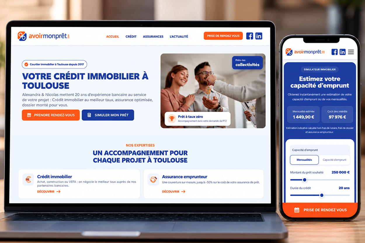 Page d'accueil du site Avoir Mon Prêt, courtier en crédit immobilier à Toulouse