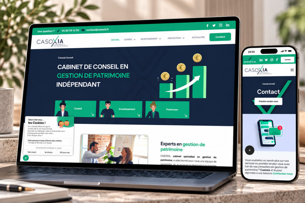 Page d'accueil du site Casoxia, cabinet de conseil en gestion de patrimoine