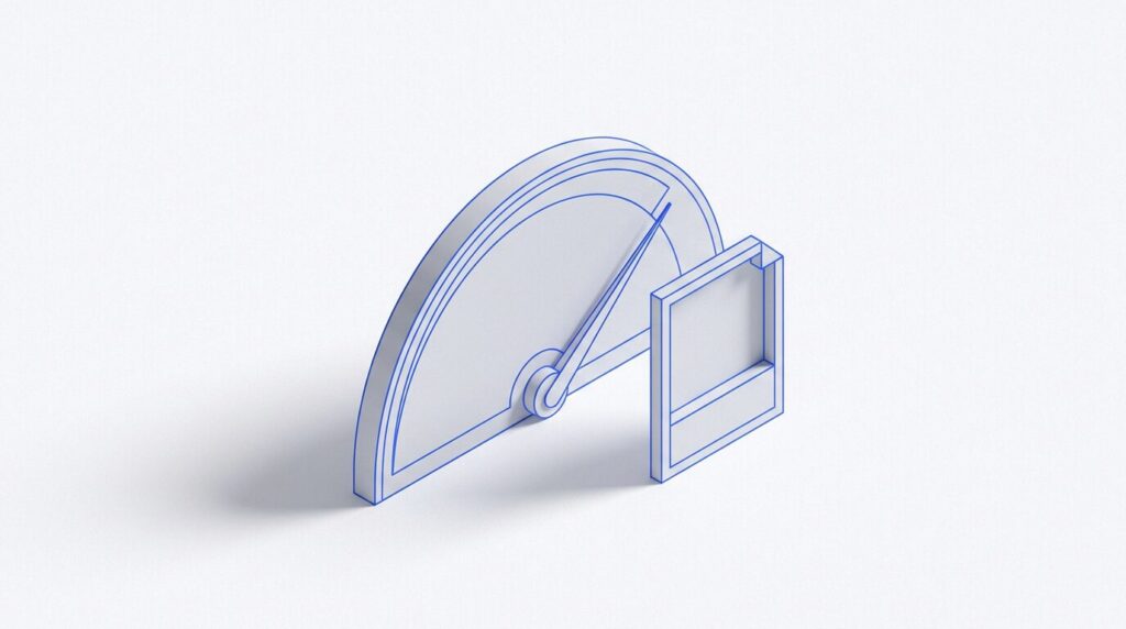 Illustration d'un compteur de vitesse, performance et Core Web Vitals d'un site web