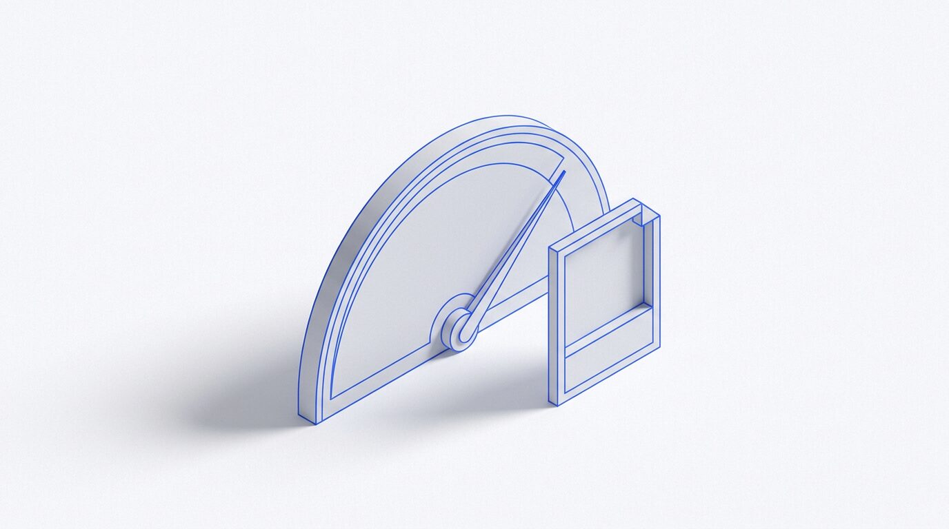 Illustration d'un compteur de vitesse, performance et Core Web Vitals d'un site web