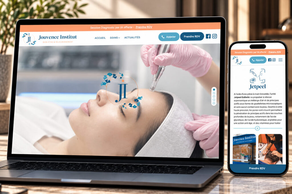 Page d'accueil du site Institut Jouvence, institut de beauté à Roanne