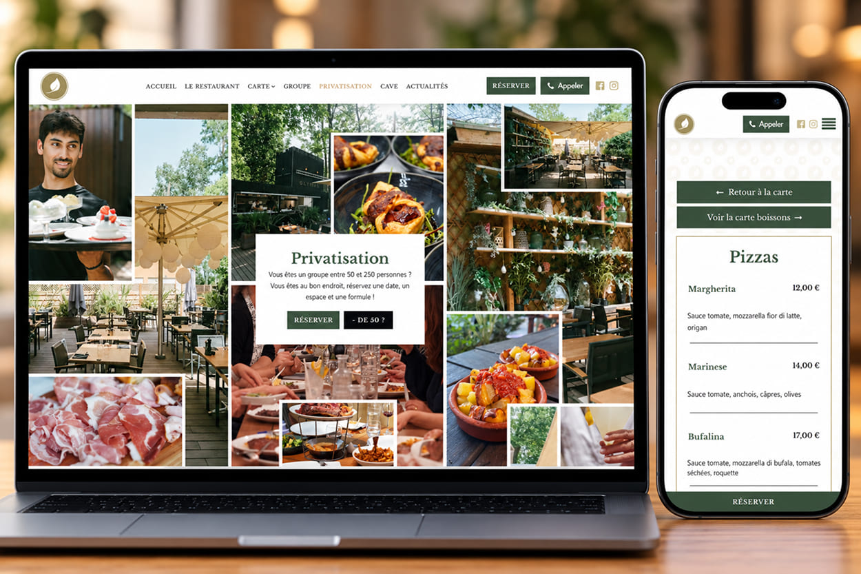 Page d'accueil du site Les Jardins de l'Olympe, restaurant à Blagnac
