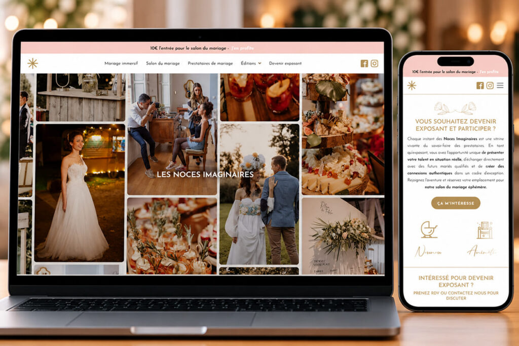 Page d'accueil du site Les Noces Imaginaires, salon du mariage à Toulouse