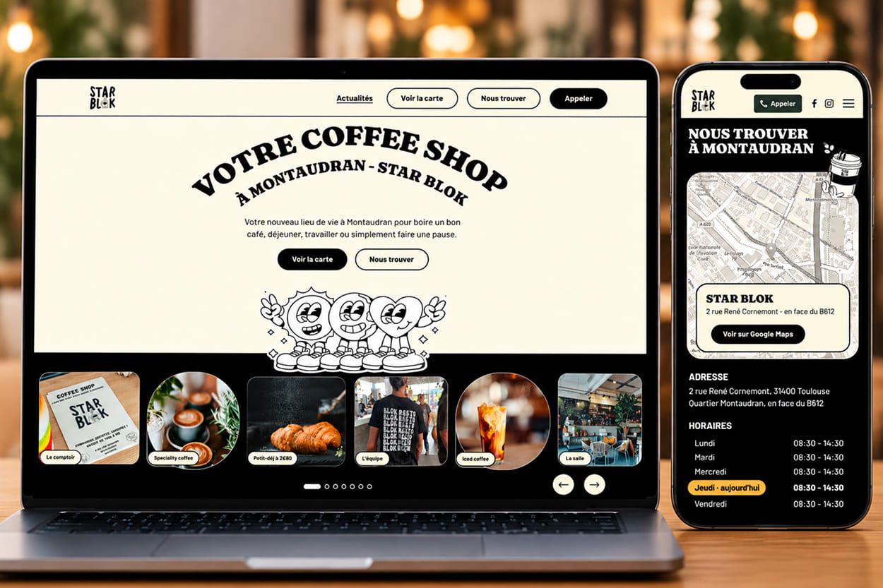 Page d'accueil du site Star Blok, coffee shop à Toulouse Montaudran